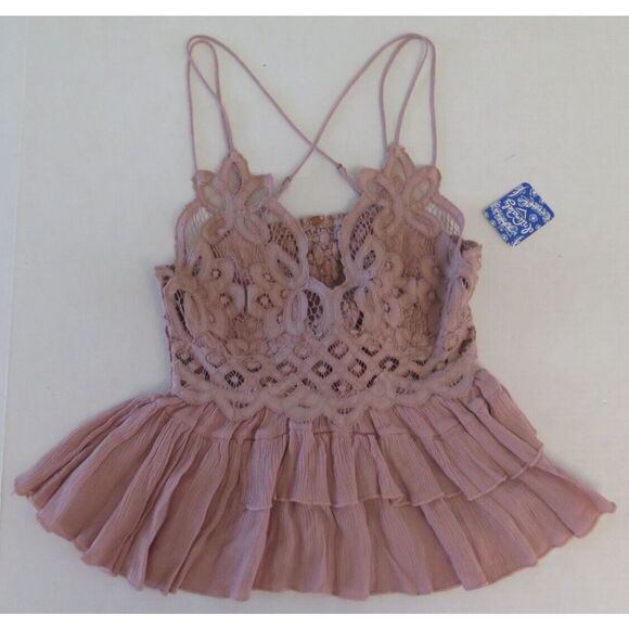 Free People Intimately F19L04406-6537 Women's Sz S Mauve Adella Lace Cami $68 - Picture 1 of 5